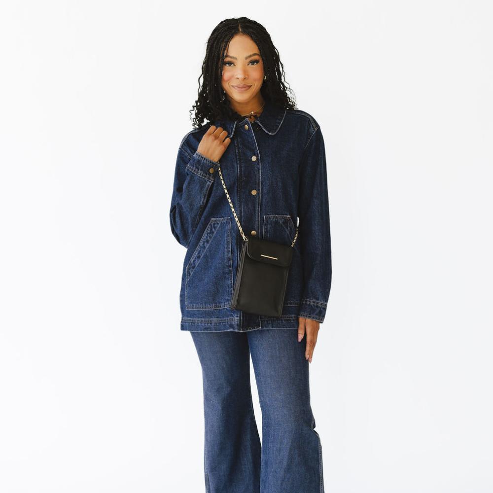 Vivo Crossbody with Chain in Smooth Black