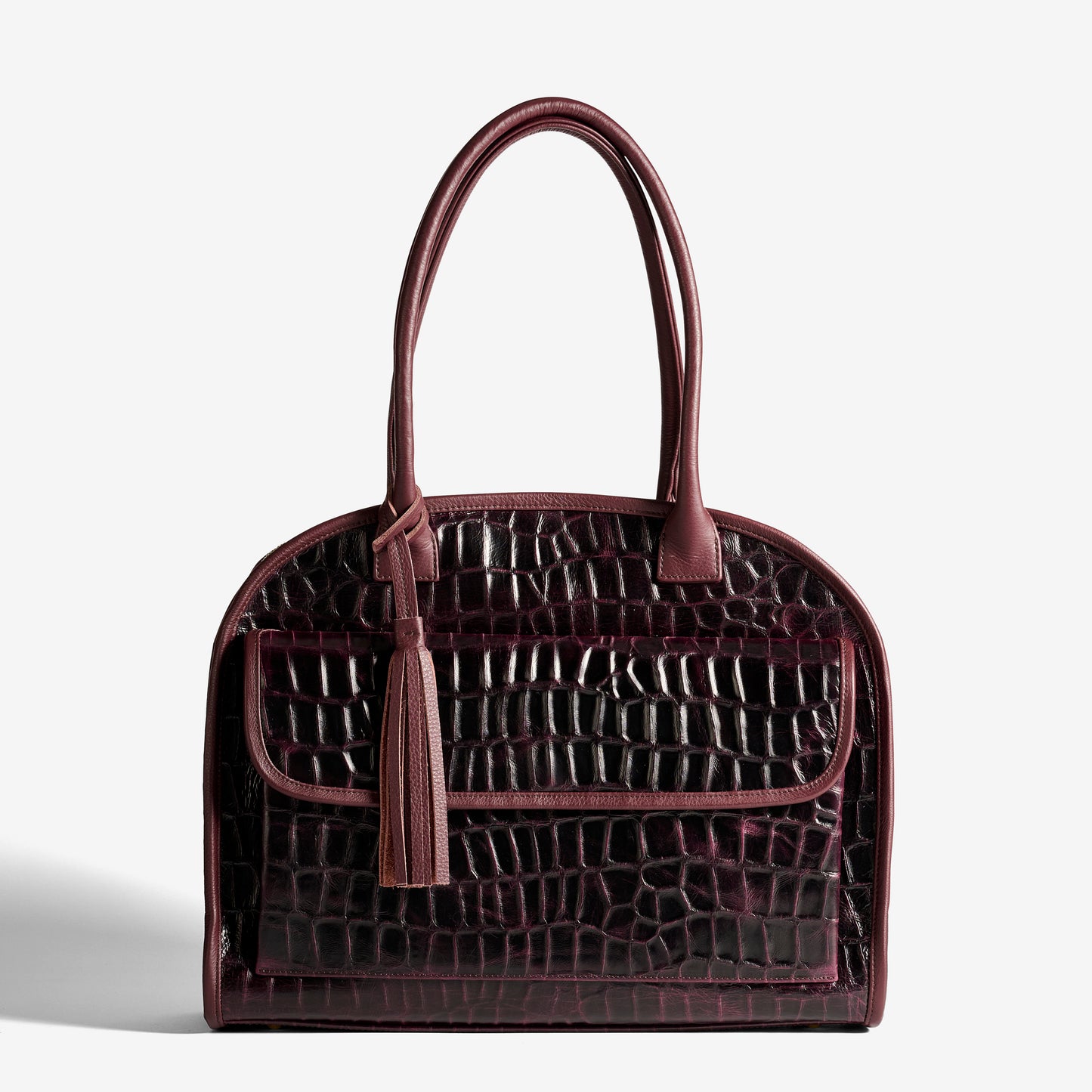 Diva Carryall in Croco Burgundy/Bordeaux Travel Bag Front