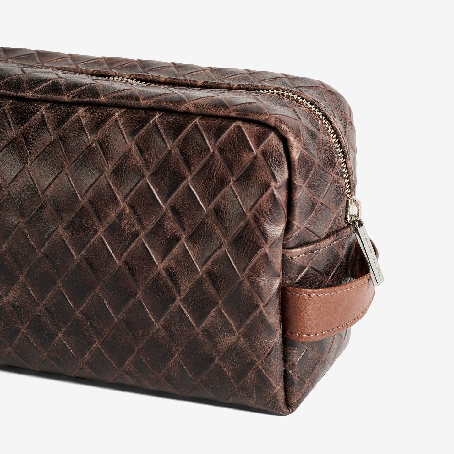 Impromptu Toiletry Bag in Basketweave Brown Angle