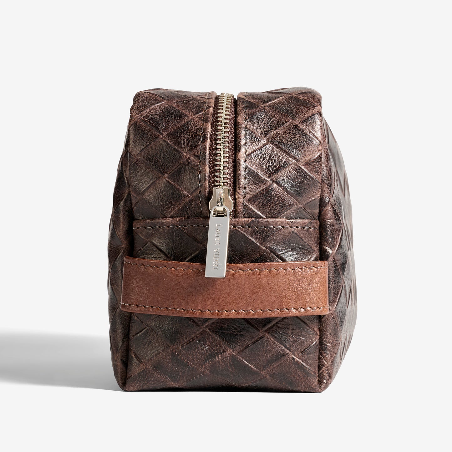 Impromptu Toiletry Bag in Basketweave Brown Tab