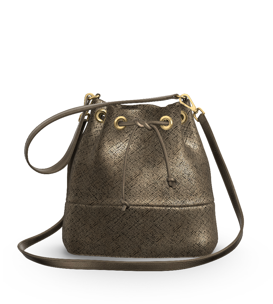 3 Section Vintage Woven Leather Shoulder Bag Cognac : D-71