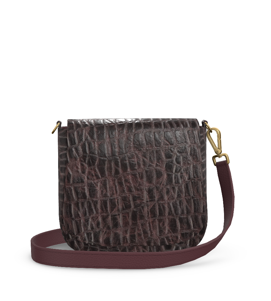 Croc Embossed Peacock Leather Bags & Accessories Collection