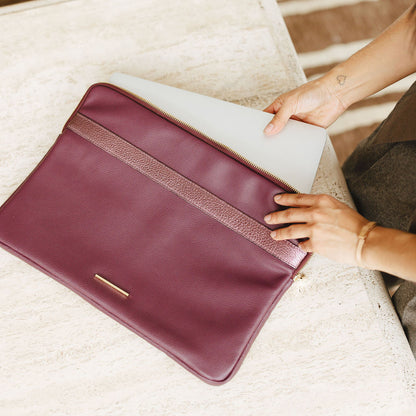 Adagio Laptop Case in Plum and Metallic Plum with Laptop