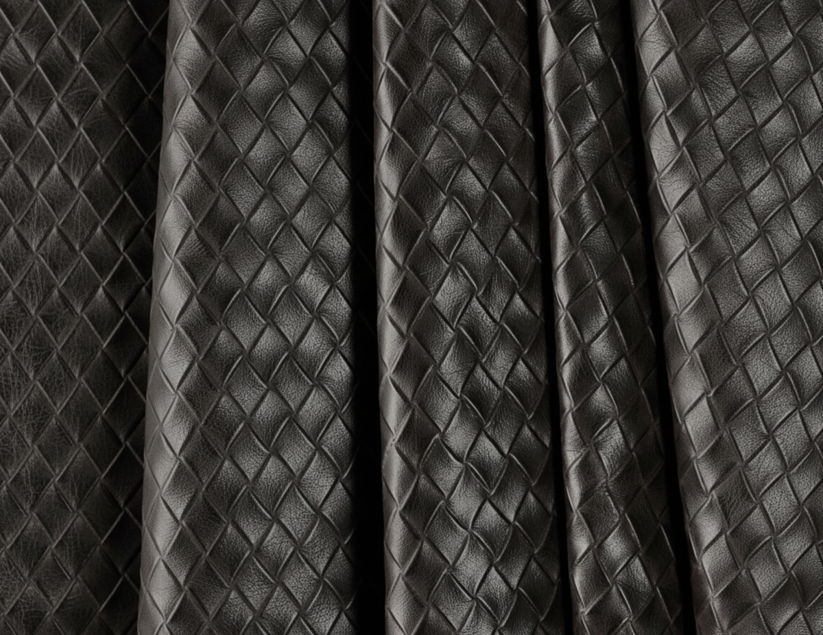 Basketweave Black Leather Sample