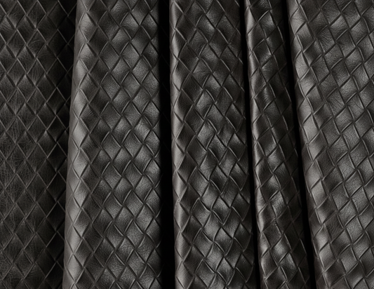 Basketweave Black Leather Sample