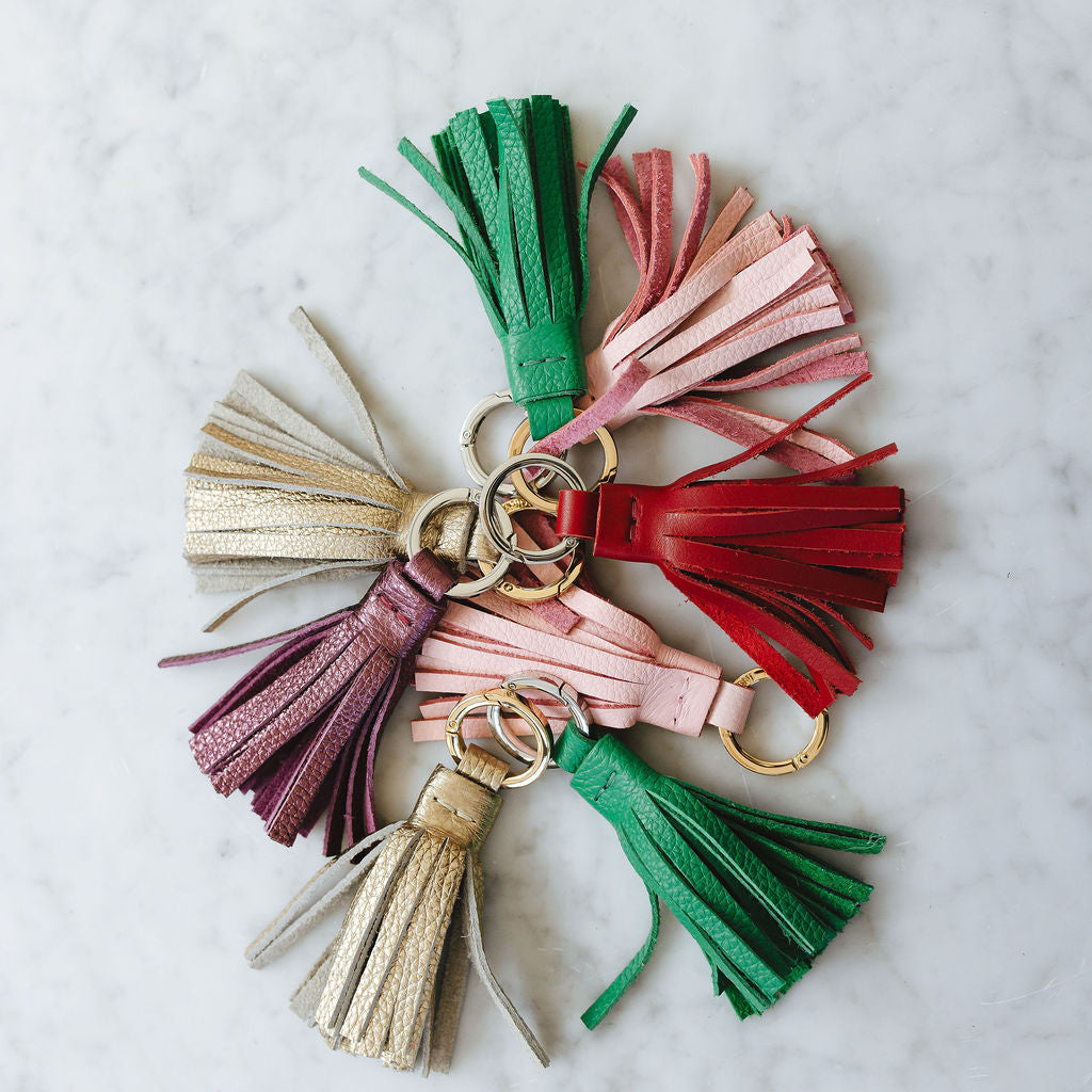 Keynote Keychain Tassel in Multiple Leathers
