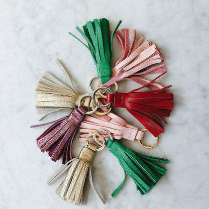 Keynote Keychain Tassel in Multiple Leathers