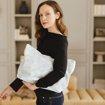 Largo Shoulder Bag in Distressed Metallic Silver Under Model's Arm