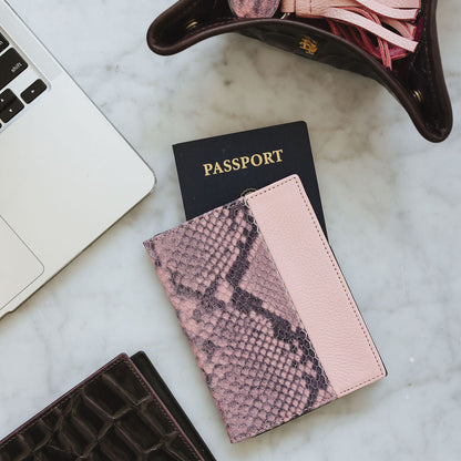 Libretto Passport Case in Pink Snake/Blush