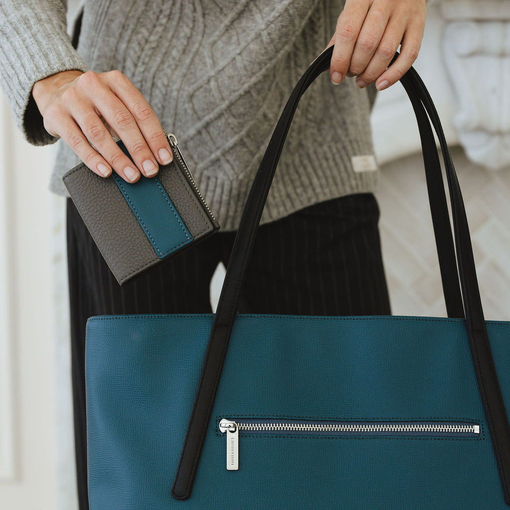 Mezzo Small Wallet Carbon/Turquoise