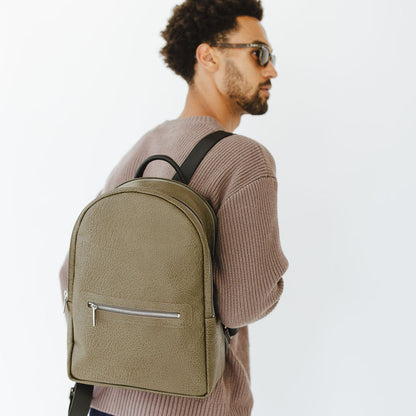 Moto Medium Backpack in Savanna Moss/Black on Male Model Back