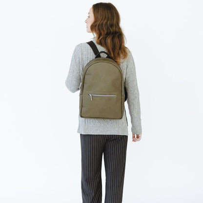Motto Medium Backpack in Savanna Moss/Black on Female Model Backside