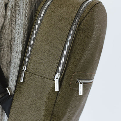 Motto Medium Backpack in Savanna Moss/Black on Female Model Upclose