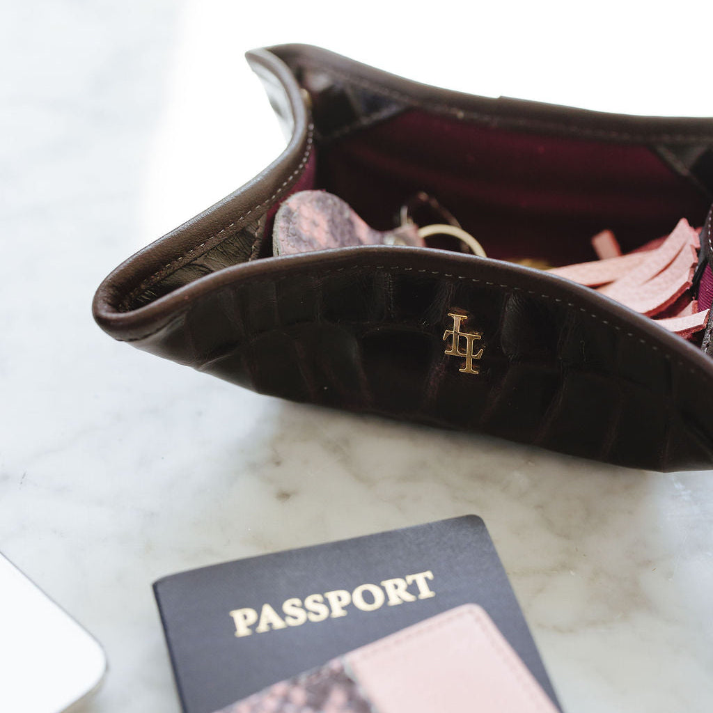 Tenor Valet Tray in Croco Burgundy