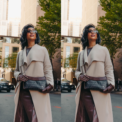 Allegro in Basketweave Brown in Chain and Leather Strap on Model