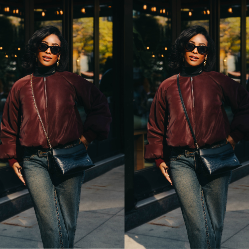 Allegro in Croco Black with Chain and Leather Strap on Model