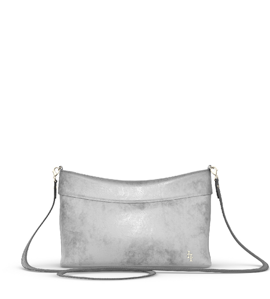 Distressed Metallic Silver/Carbon