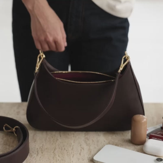 Harmony Bag in Oxblood What Fits Inside